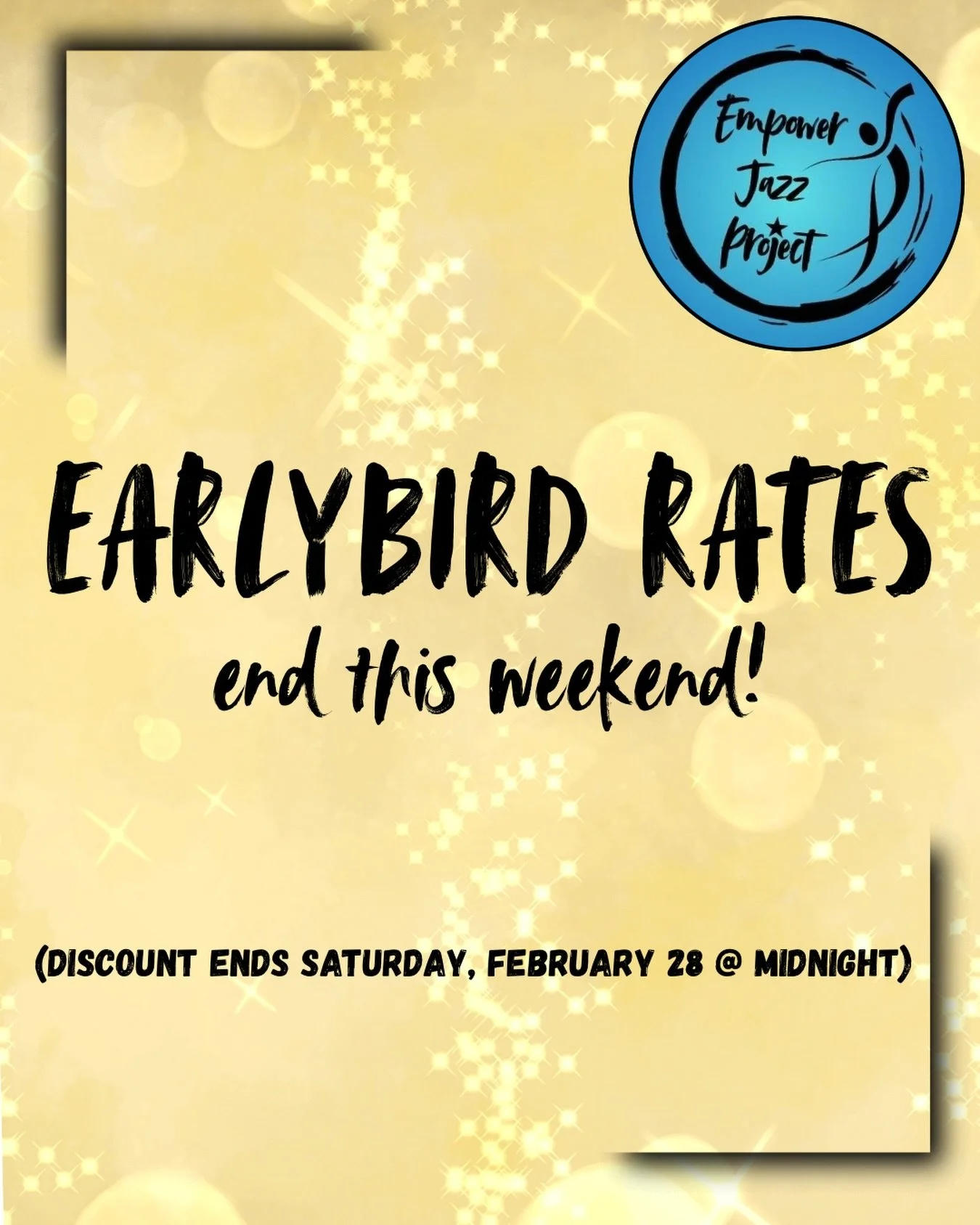Last call!  Empower Jazz Project registration discounts end THIS WEEKEND!

Spots are already filling up!  You don&rsquo;t want to miss out on this incredible lineup of jazz.🙌🏻 And don&rsquo;t worry, we&rsquo;re about to announce our very last teach