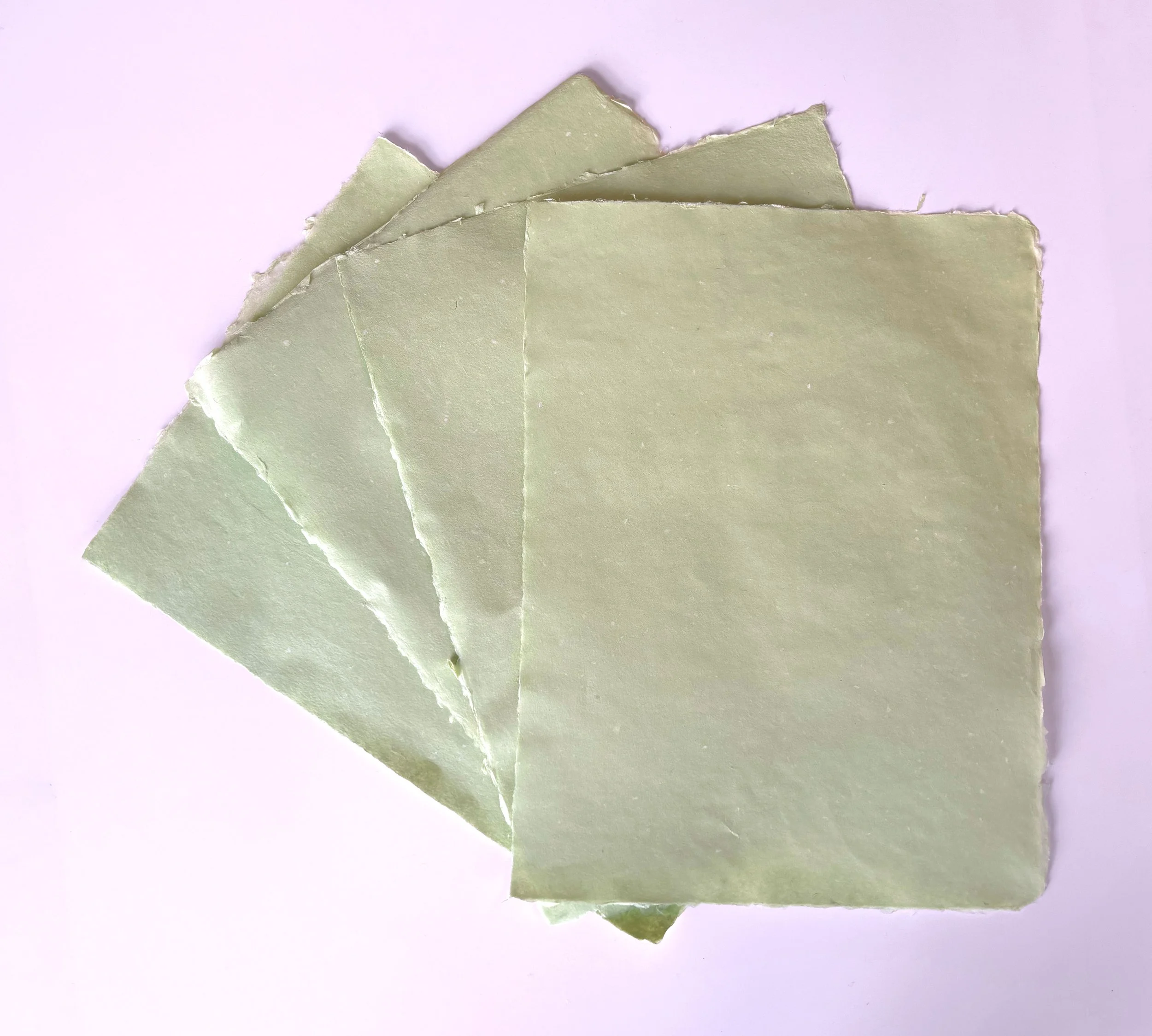 Spring Green- 
Cotton, Abaca, Twinrocker aqueous pigments, methyl cellulose, retention aid, 12" x 16", 
2025