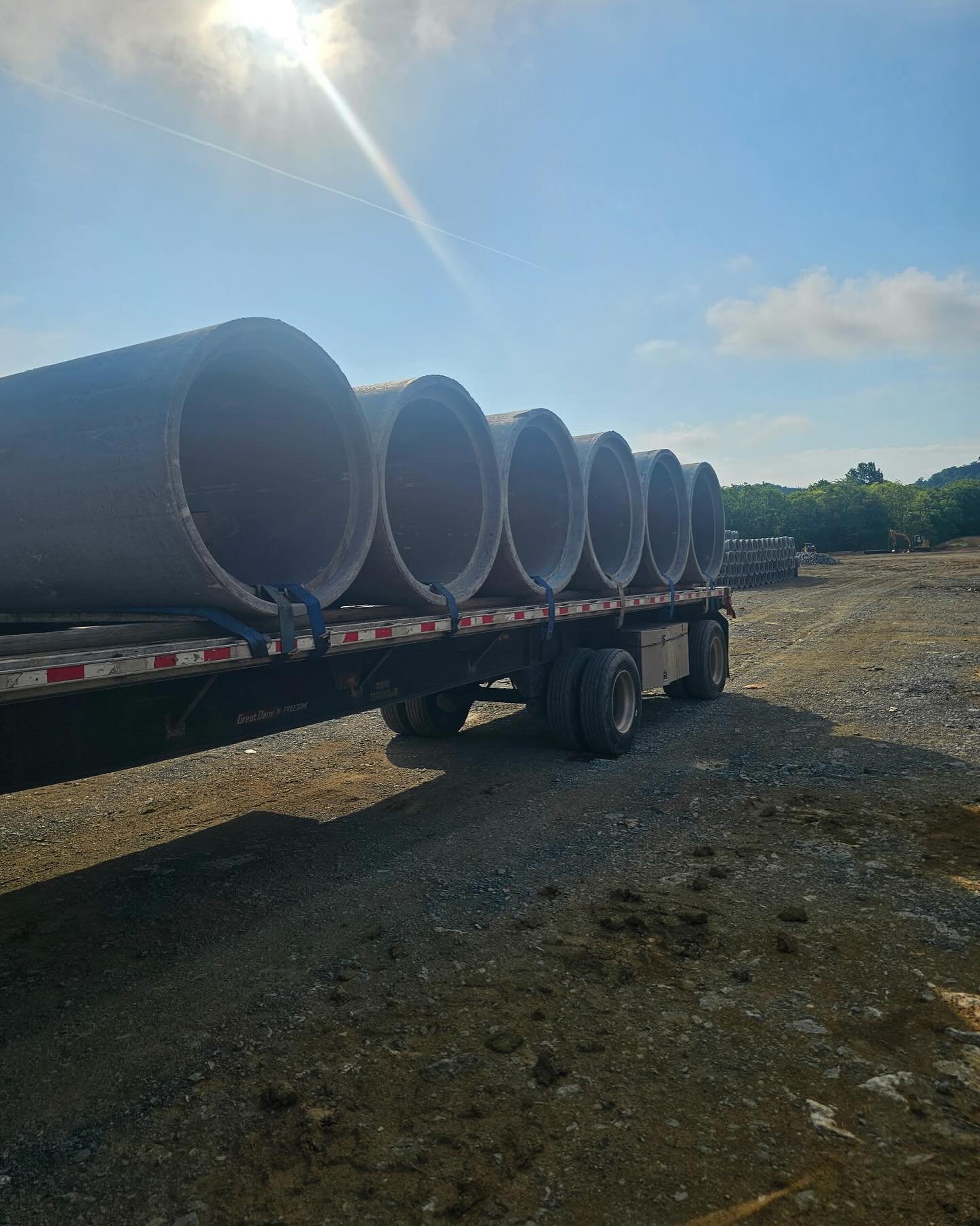🚛 Pipe Load Out &mdash; Another Day, Another Delivery!

Big moves at Jarrett Concrete Products &amp; Supply, Inc. 💪
These large-diameter concrete pipes are locked, loaded, and headed to their next job site. Precision, strength, and reliability &mda