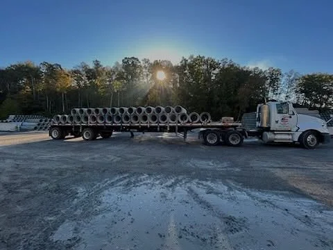 Another load rolling out bright and early! ☀️
Our team keeps the concrete products moving &mdash; one truck, one project, one community at a time. 💪🛻

#JarrettConcrete #ConcreteStrong #PrecastProducts #OnTheRoad #MadeToLast #TennesseeBuilt #Concret