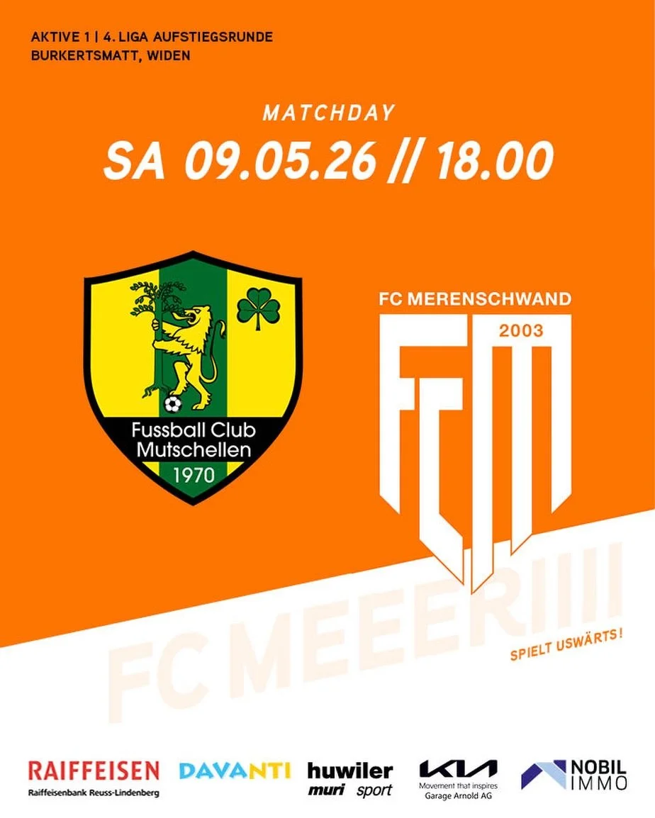 MATCHDAY🔥
F&uuml;r unsere 1. Mannschafft steht heute das n&auml;chste Meisterschaftsspiel an: ausw&auml;rts trifft man auf den FC Mutschellen 2, Spielbeginn ist um 18 Uhr in Widen auf der Sportanlage Burkertsmatt.

K&auml;mpfe &amp; Siege, Jungs!🧡?