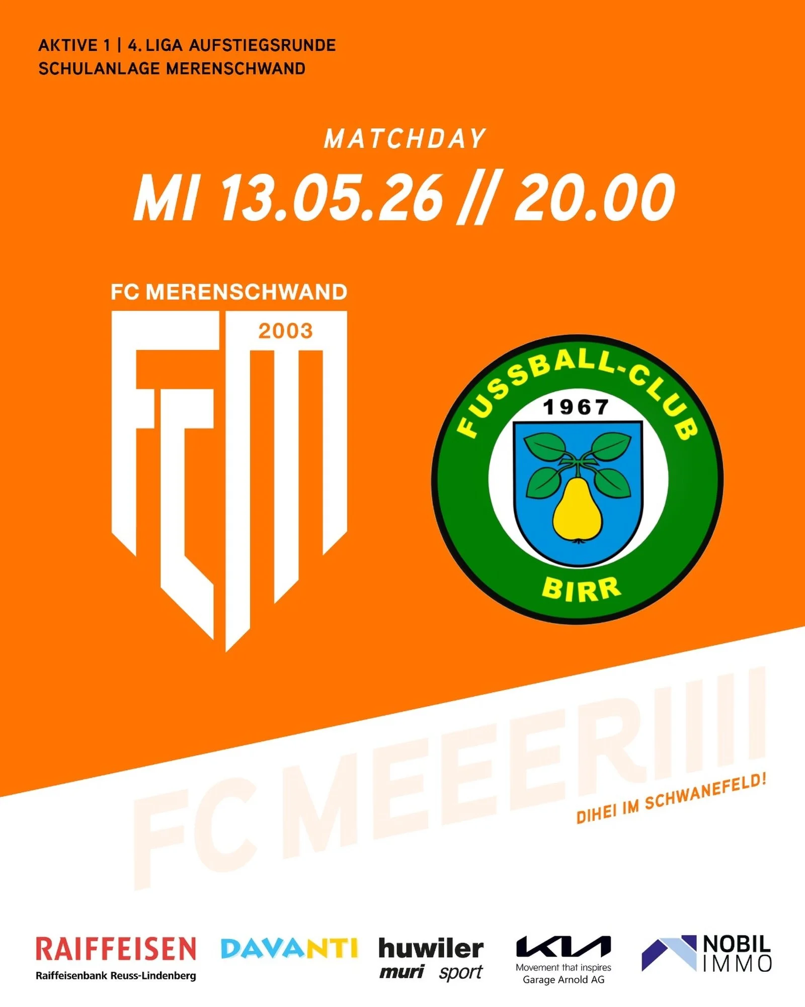 MATCH-PREVIEW🔥
Unser &bdquo;EIS&ldquo; trifft morgen Mittwoch um 20 Uhr zuhause uf den Tabellenf&uuml;hrer FC Birr. Gelingt es dem Fanionteam, den formstarken Leader zu besiegen und somit den Anschluss zur Spitzengruppe zu wahren?

Wir sind optimist