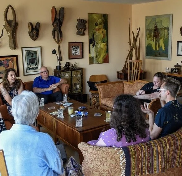 Nick with a small group at a salon