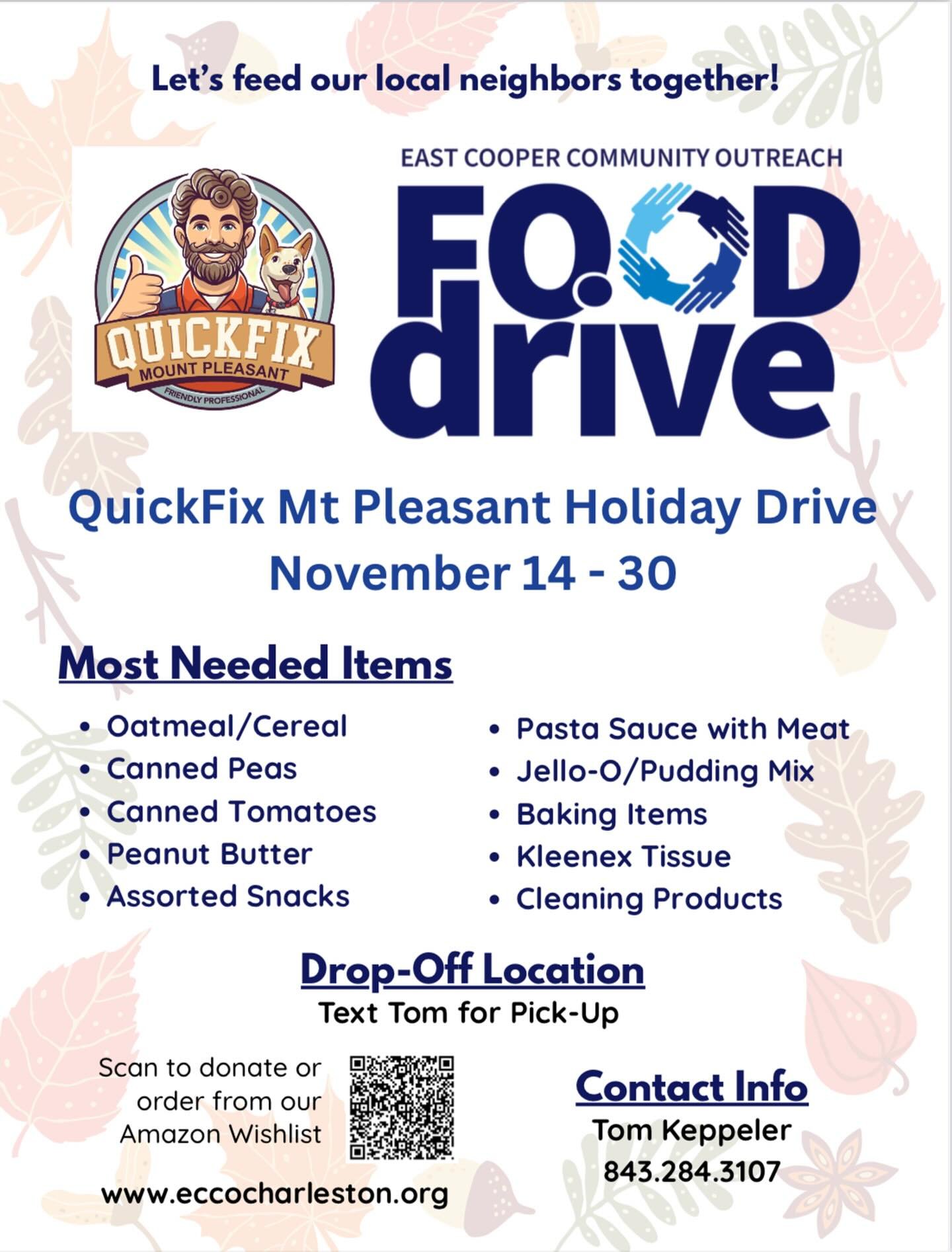 Critical need for food for our neighbors! Help me restock @eccocharleston &lsquo;s pantry. 10 percent off labor for 10 items or more from this wishlist. Give back and save yourself some money on your home improvement projects. 

#handyman #charleston