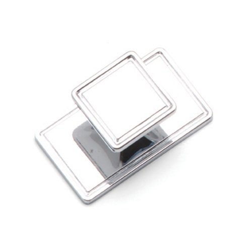 Chrome rectangular cabinet knob with a square top design