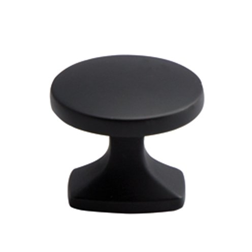 Black round cabinet knob with a pedestal base
