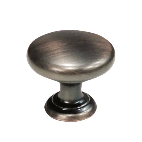 Antique brass cabinet knob with a round, smooth top and a short cylindrical base.