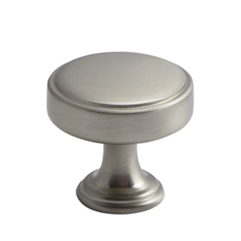 Brushed nickel cabinet knob with round design