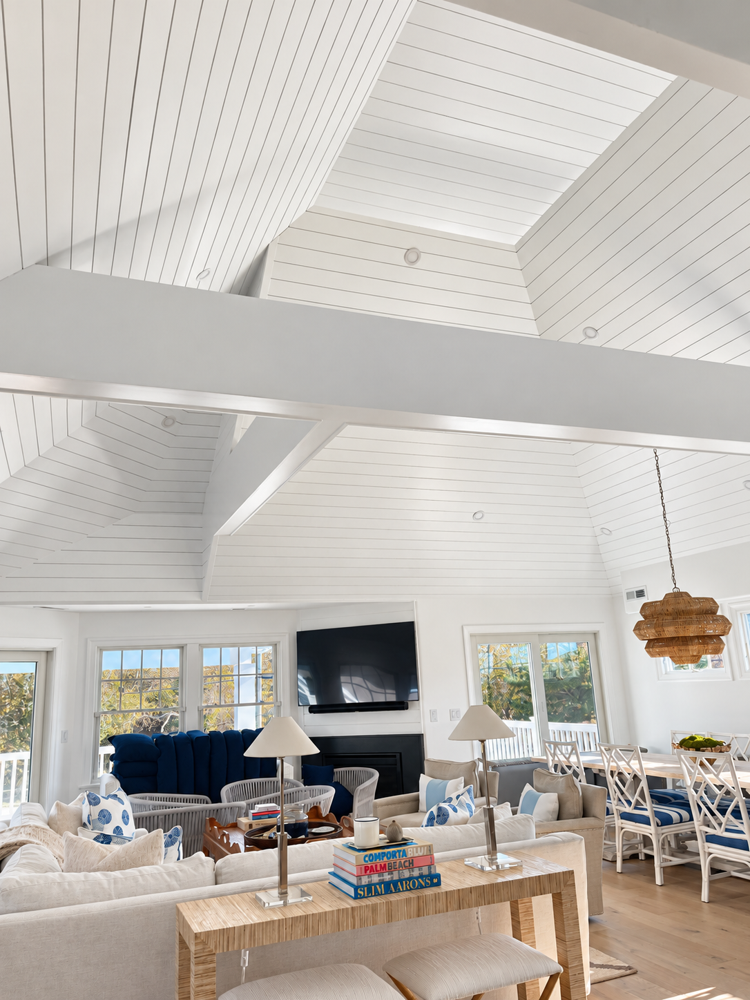 Vaulted ceiling detail in a renovated great room, Avalon NJ