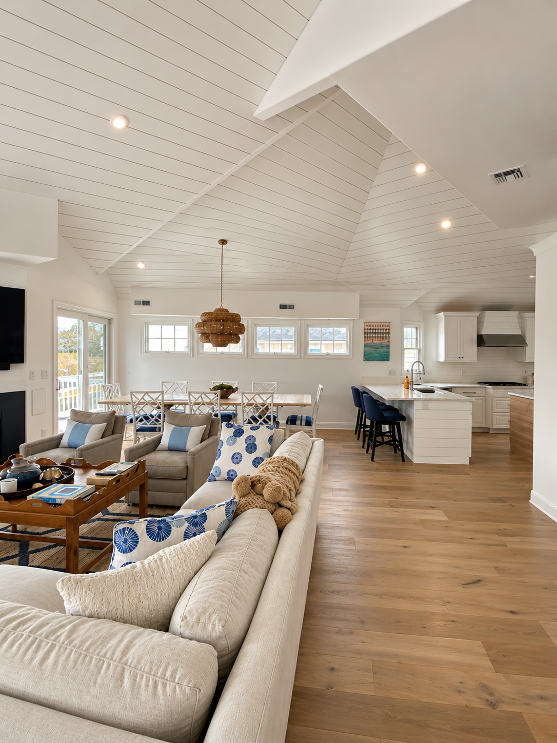 Open-concept living room and kitchen renovation, Avalon NJ