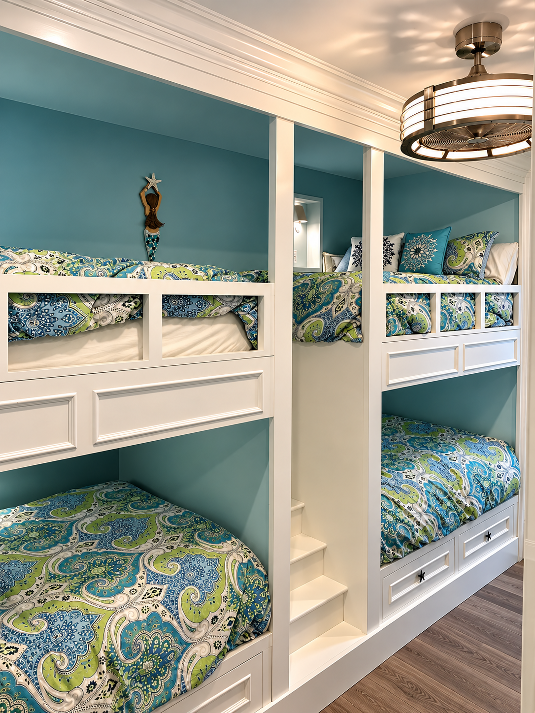 Custom-built bunk room with built-in bunks, Stone Harbor NJ custom home