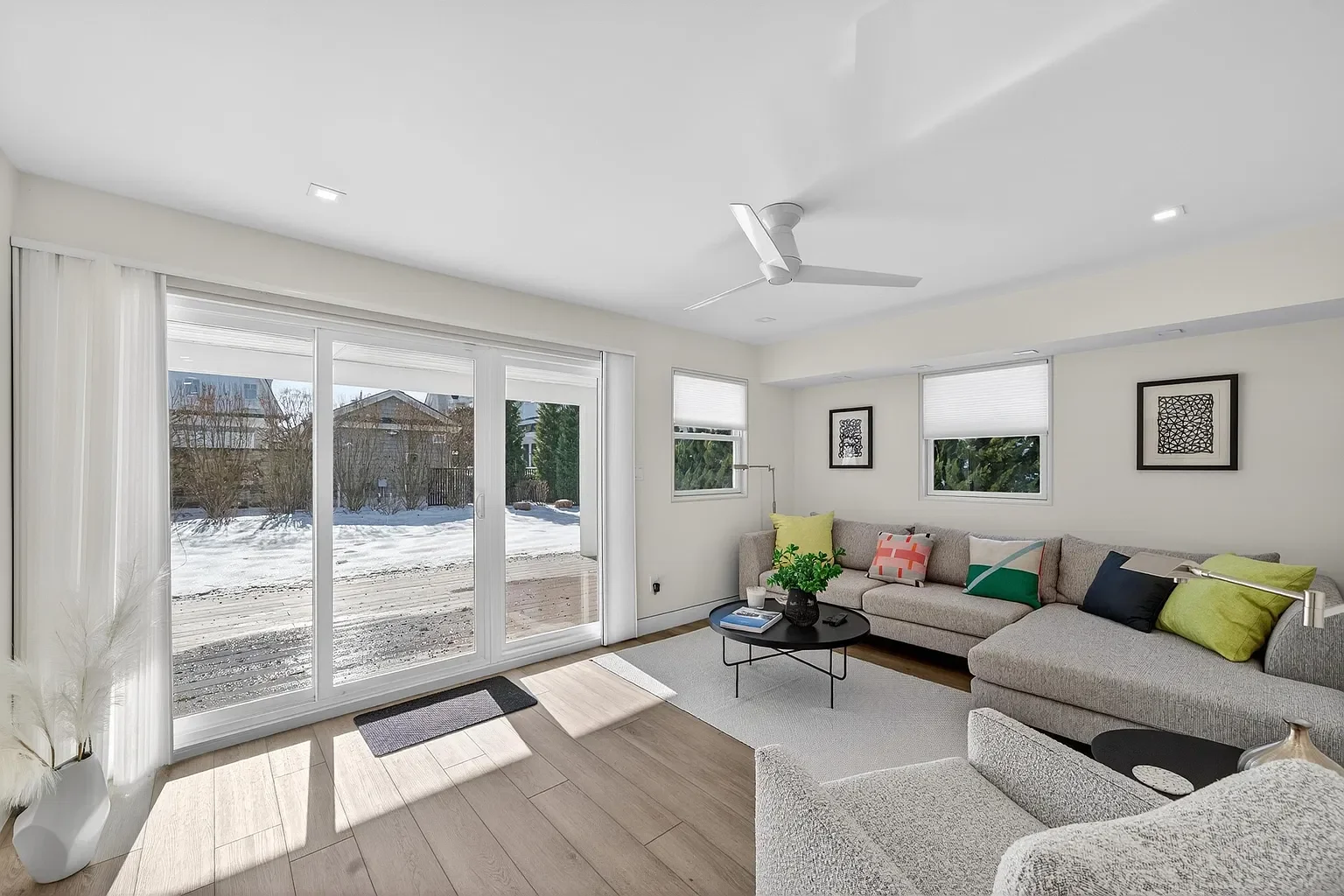 Renovated family room with sliding doors to the yard, 107 116th St, Stone Harbor, NJ