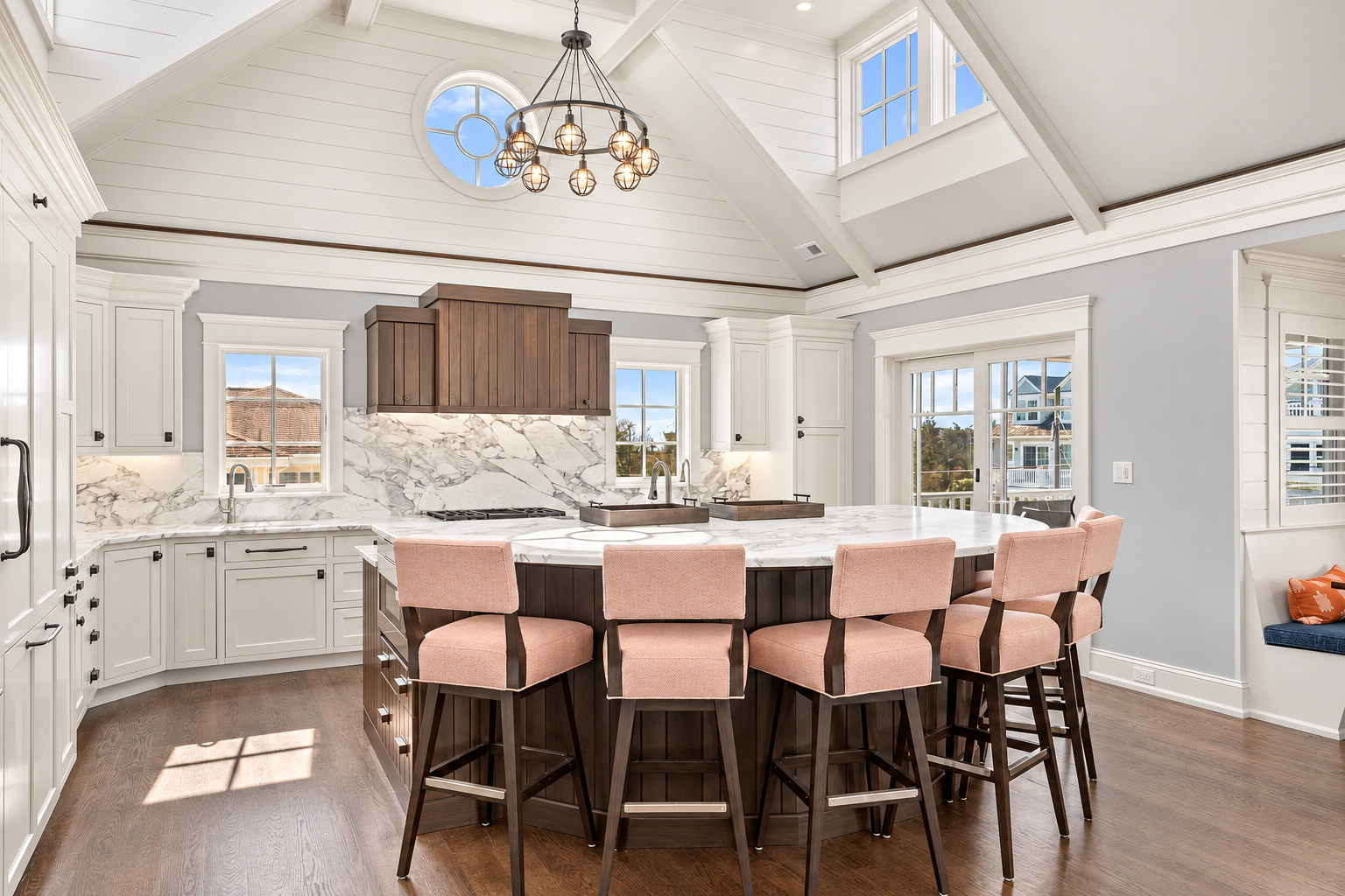 Kitchen island with counter seating and top-of-the-line appliances, 213 57th St, Avalon, NJ