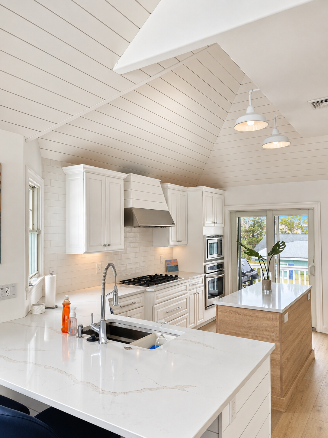 Kitchen with vaulted ceiling in a coastal home, Avalon NJ