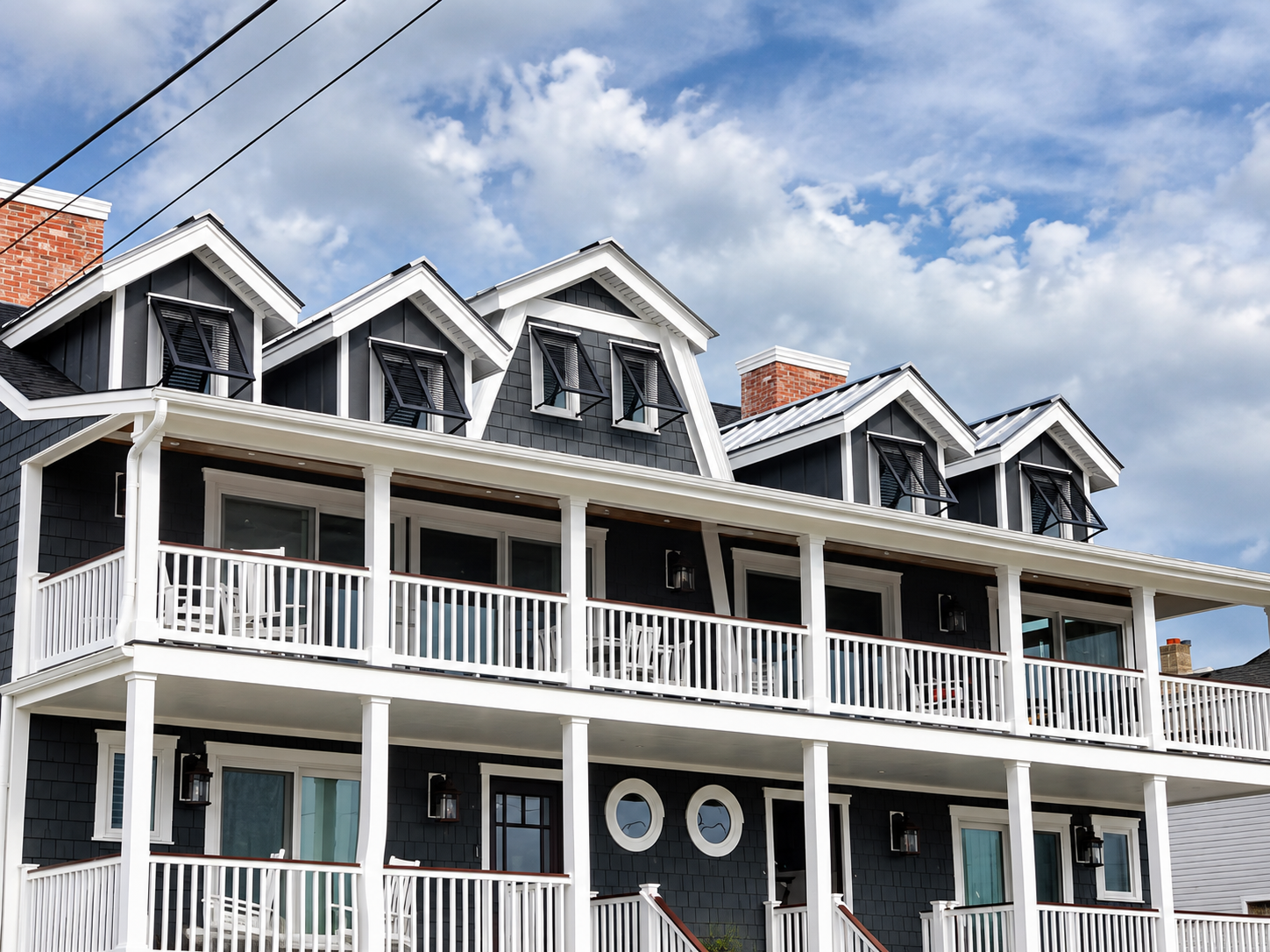Front porches and dormers on the renovated Sea Isle City, NJ duplex