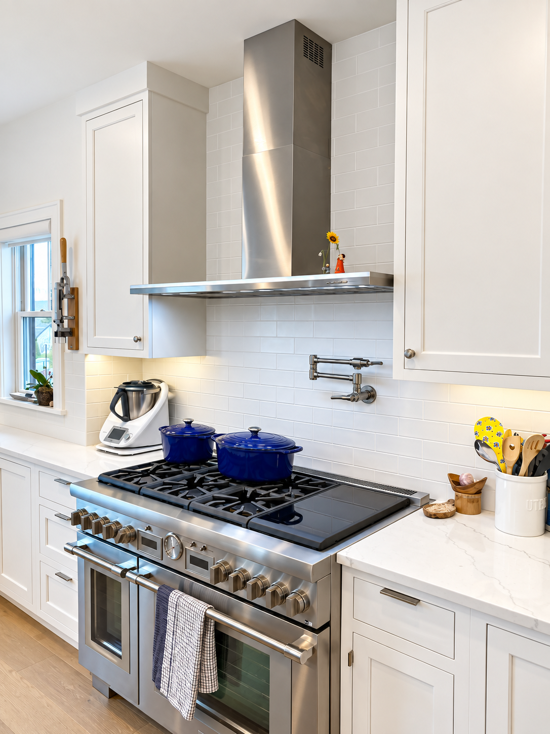 Stainless steel range with a pot filler and tile backsplash, 251 Crescent Rd, Ocean City, NJ