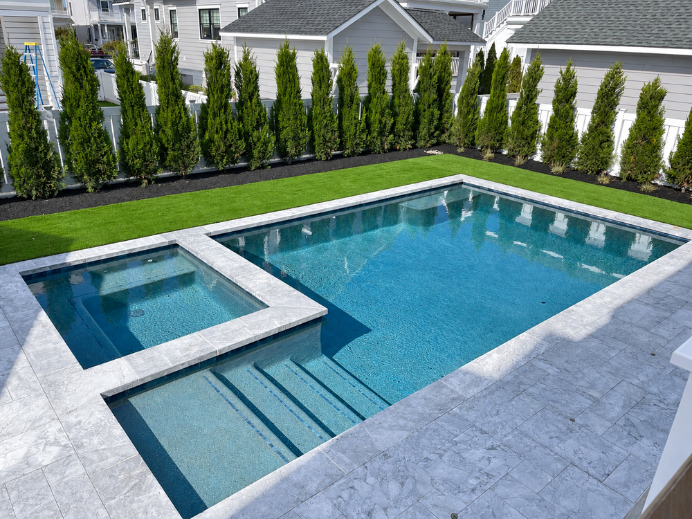 Gunite pool and spa with stone coping and patio, 227 107th Street, Stone Harbor, NJ