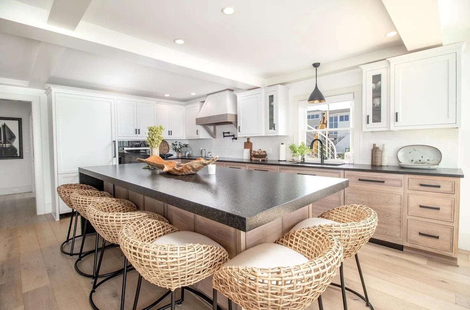 Renovated kitchen with large island, bayfront home in Avalon NJ