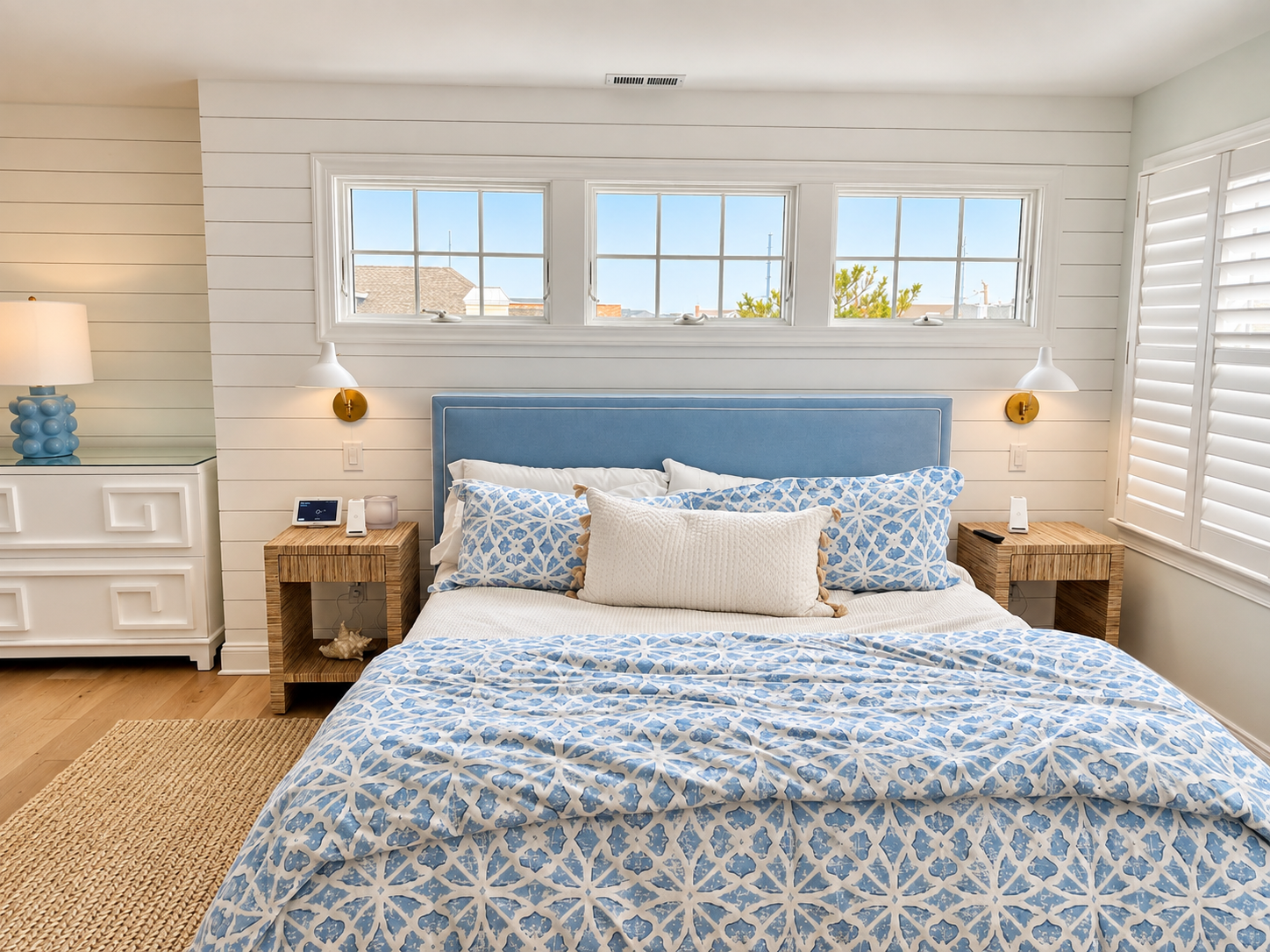 Blue and white coastal bedroom, Avalon NJ