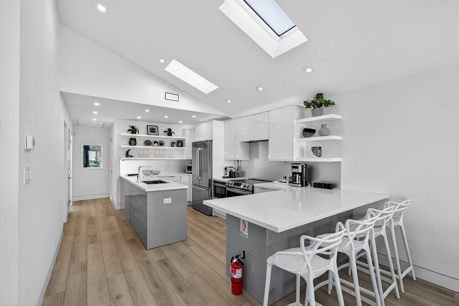 New kitchen with an island, open shelving and skylights, 107 116th St, Stone Harbor, NJ