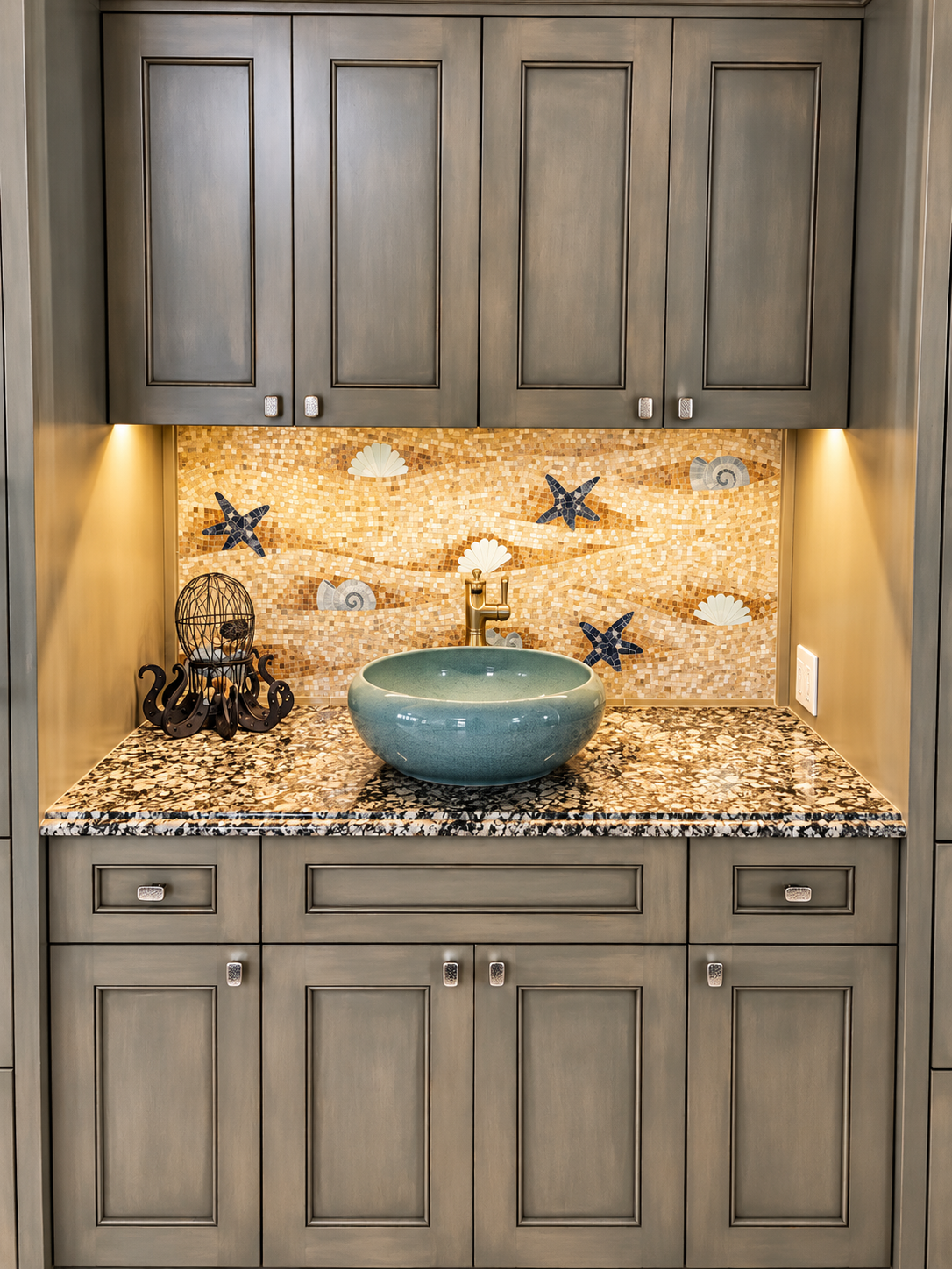 Bar with vessel sink and granite counter, Stone Harbor NJ
