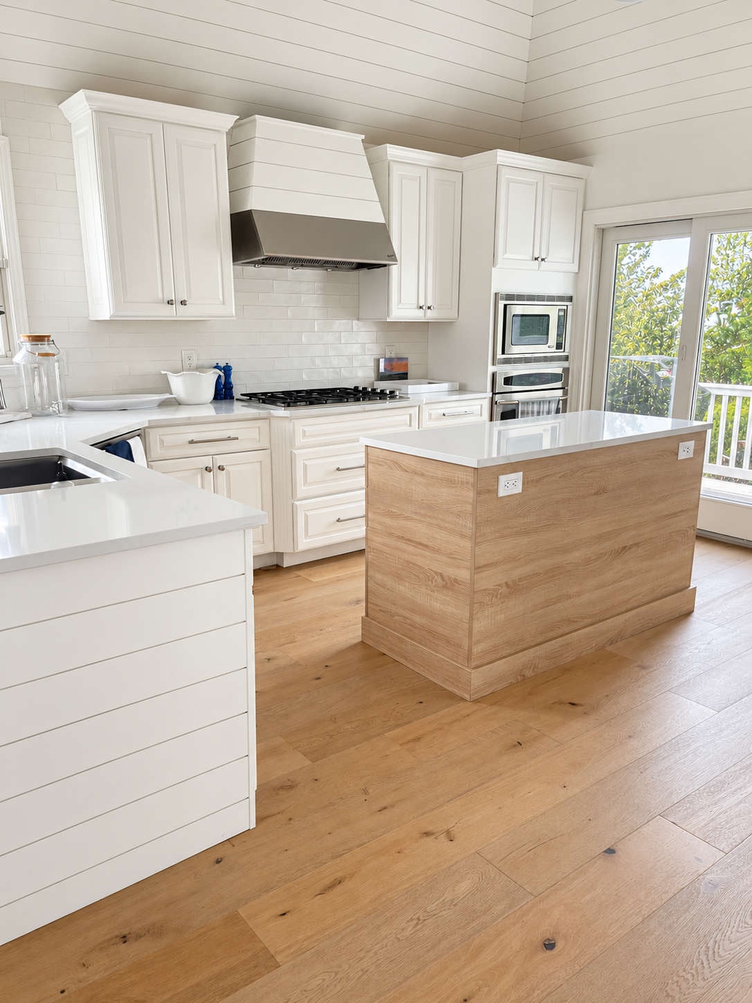 Kitchen island detail in a coastal kitchen renovation, Avalon NJ