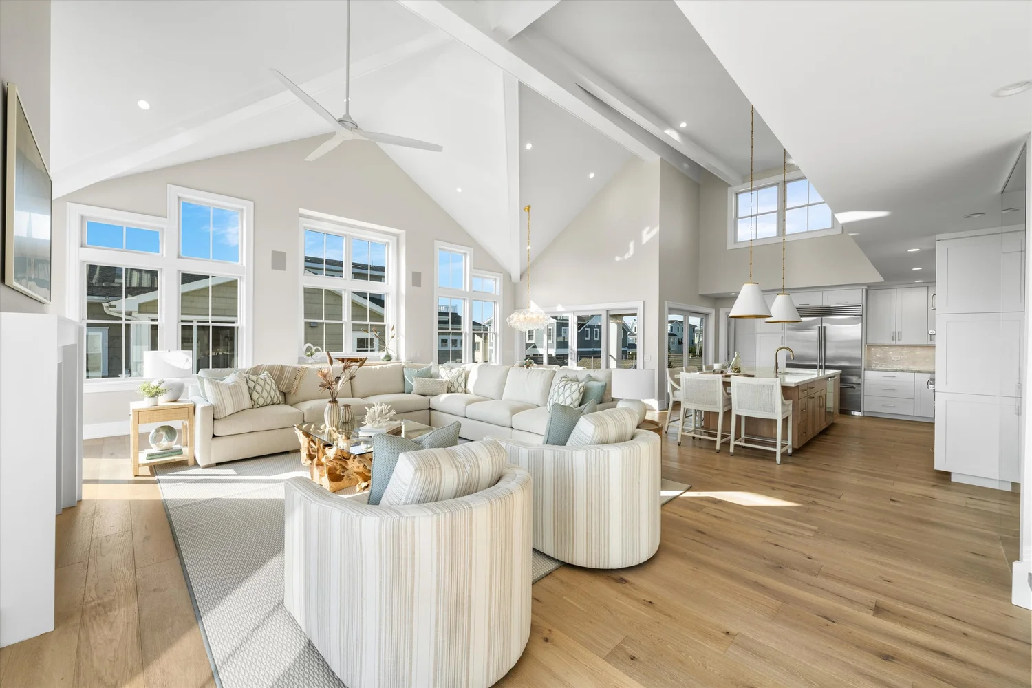 Open great room and kitchen in a custom home on 57th Street, Avalon, NJ