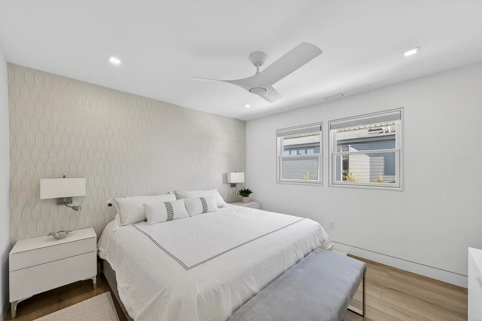 Renovated primary bedroom with new flooring, 107 116th St, Stone Harbor, NJ