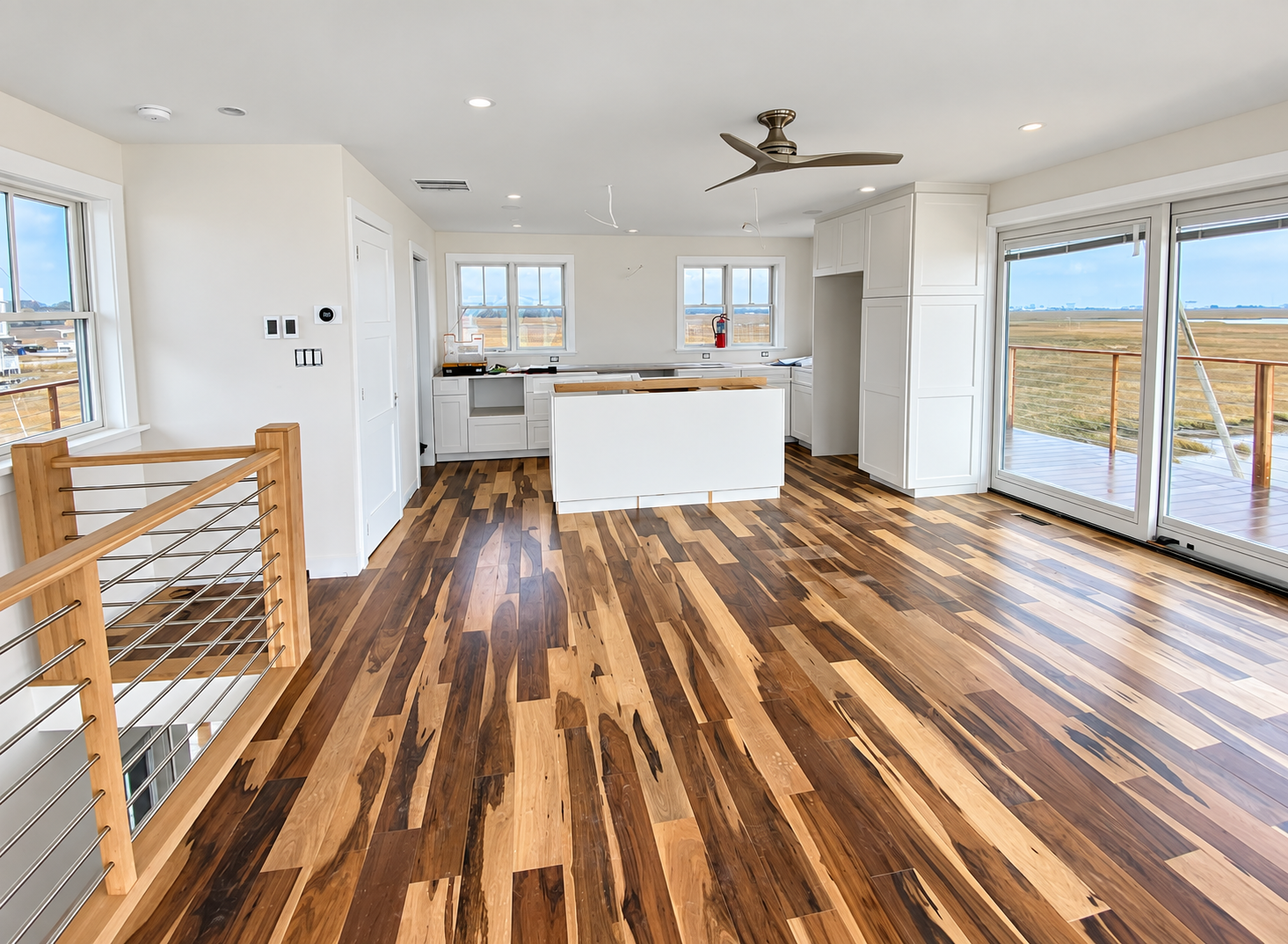 New kitchen and open living area with marsh views on Jenkins Sound, Cape May Court House, NJ
