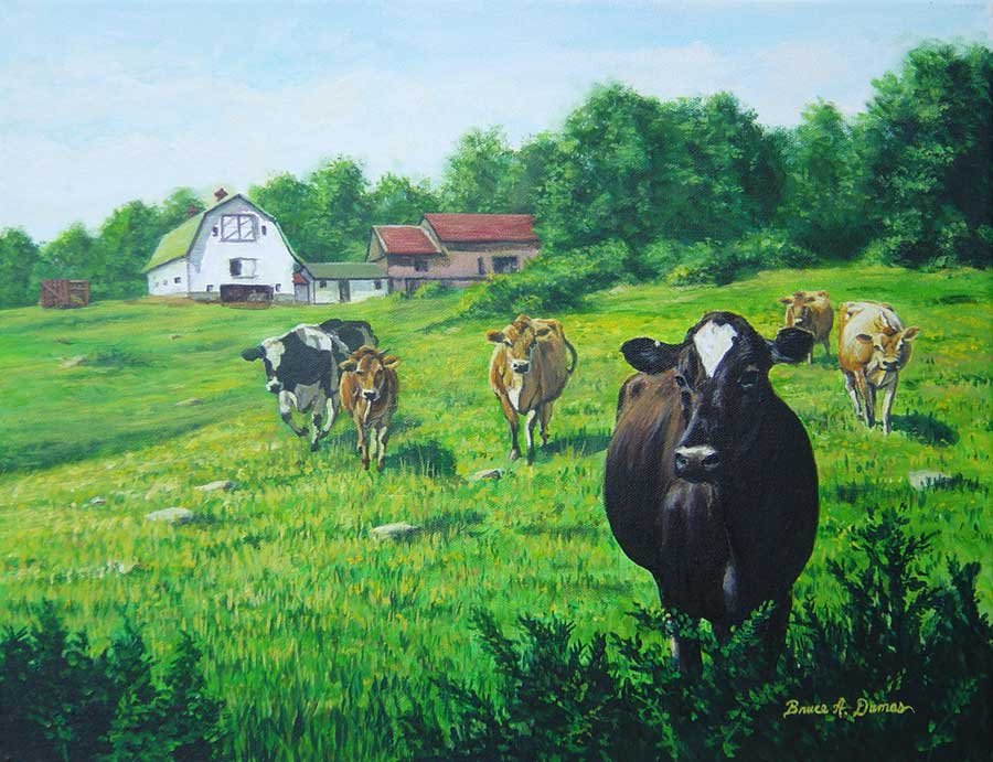 "Kim's Cows" 14" x 18" - Sold (Commission For Client)