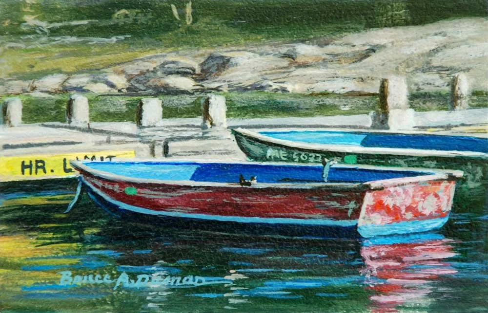 "Resting Row Boats"  4" x 6" - Sold