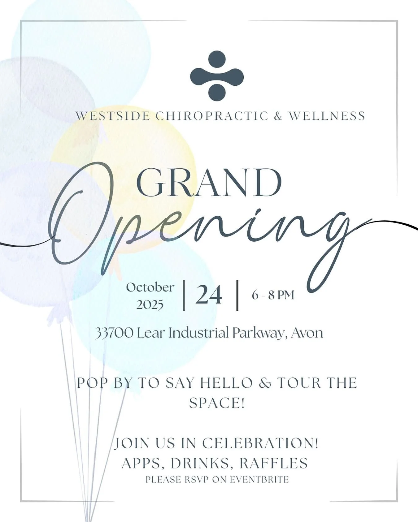 ✨🥂Join us for a Grand Open House 🥂✨

Pop by to say hello, meet our team, tour the beautiful new wellness space and familiarize yourself with our services.

✨ Apps, drinks + raffles ✨

🗓️Friday, Oct 24th from 6 - 8pm 

📍33700 Lear Industrial Parkw