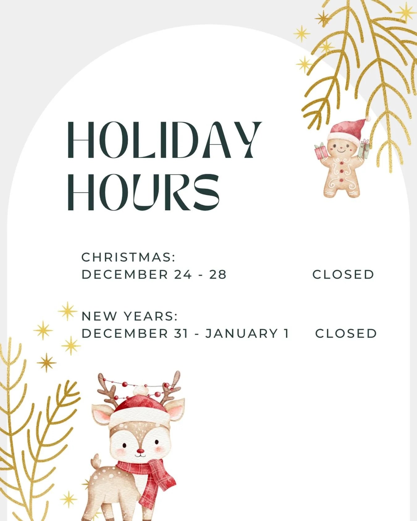 🎄✨ Holiday Hours at Westside Chiropractic &amp; Wellness ✨🎄

We&rsquo;re taking a little pause to rest, reset, and soak up time with our people 🤍

📅 CLOSED:
&bull; December 24&ndash;27
&bull; December 31
&bull; January 1

We&rsquo;ll be back, rec
