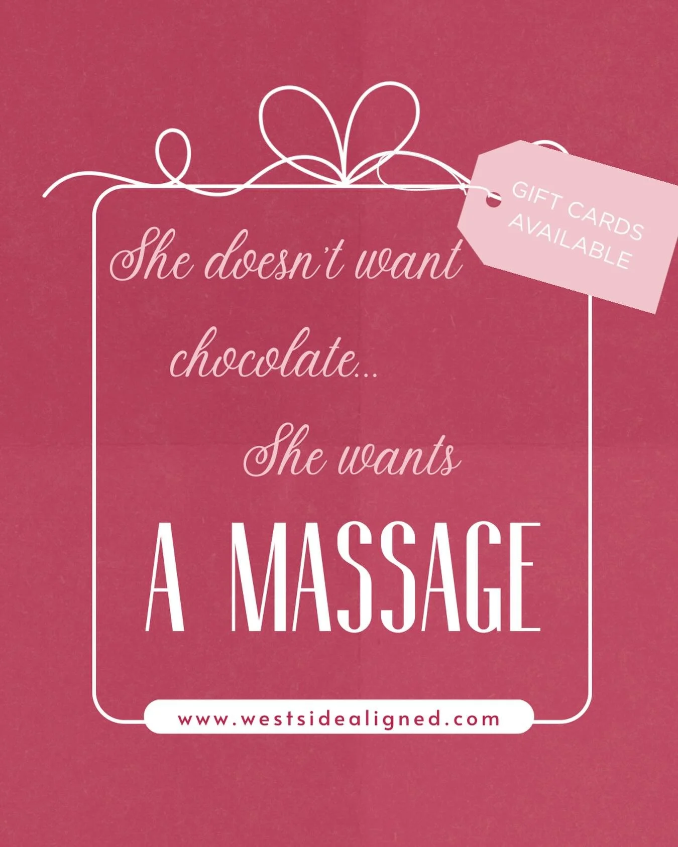 Trust us... 

Ok, maybe she wants a massage gift card AND chocolate, but nonetheless, treat your partner to some selfcare💕

Gift cards for any amount, always available in-office!

📍33700 Lear Industrial Parkway, Avon, OH
