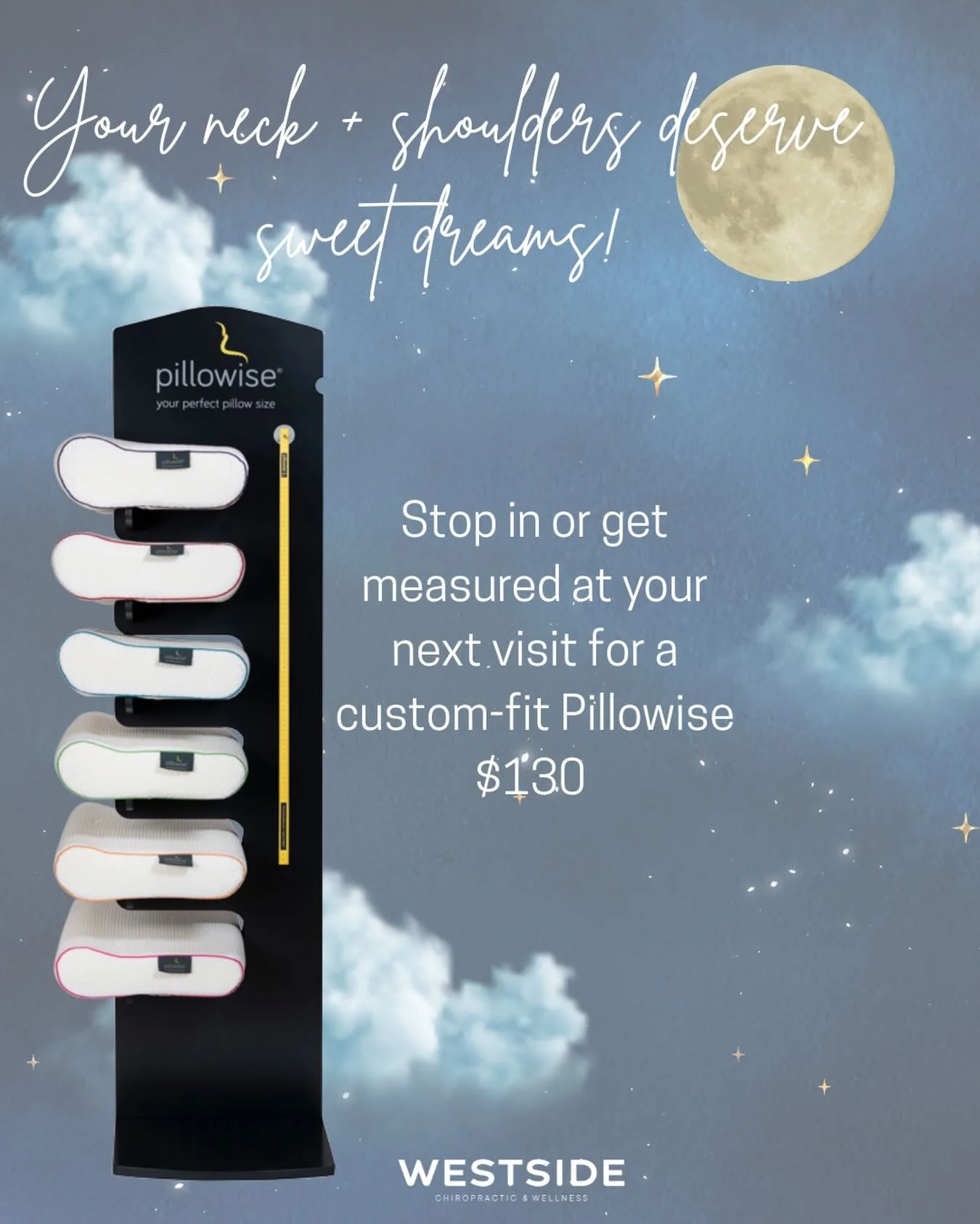 Alright, let&rsquo;s talk about the thing you spend 6-8 hours with each day that no one really talks about... 

Your pillow. 😅

We&rsquo;re officially offering custom-fit pillows by Pillowise in the office for $130 &mdash; and no, this is not your a