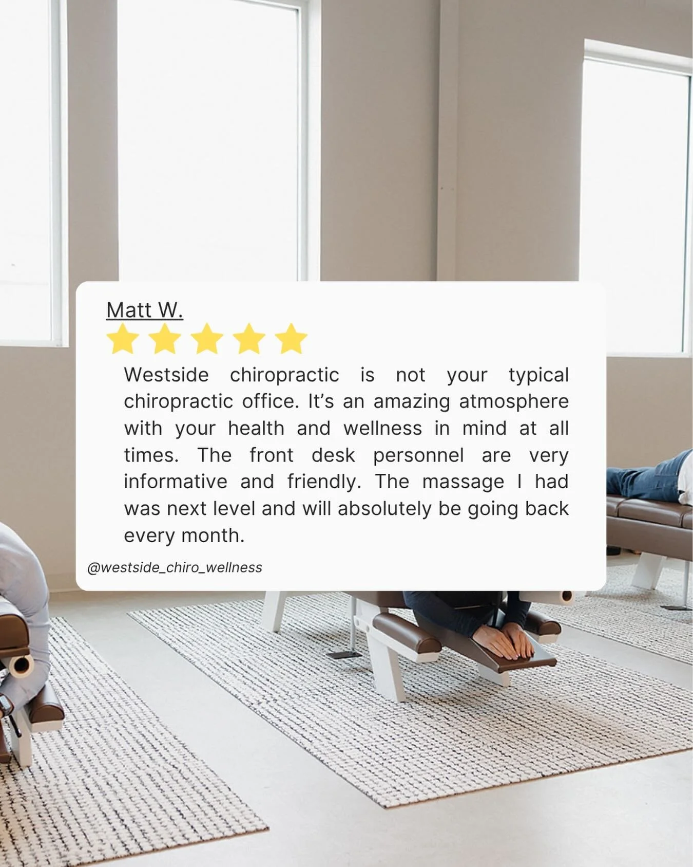 Matt said it: We are not your typical chiropractic office!

We offer 
⭐️ Chiropractic care for the whole family
⭐️ Spinal decompression 
⭐️ Massage Therapy
⭐️ Dry Needling *coming soon* 🙌🏽

#testimonial 
#wellness 
#familypractice
#avon
