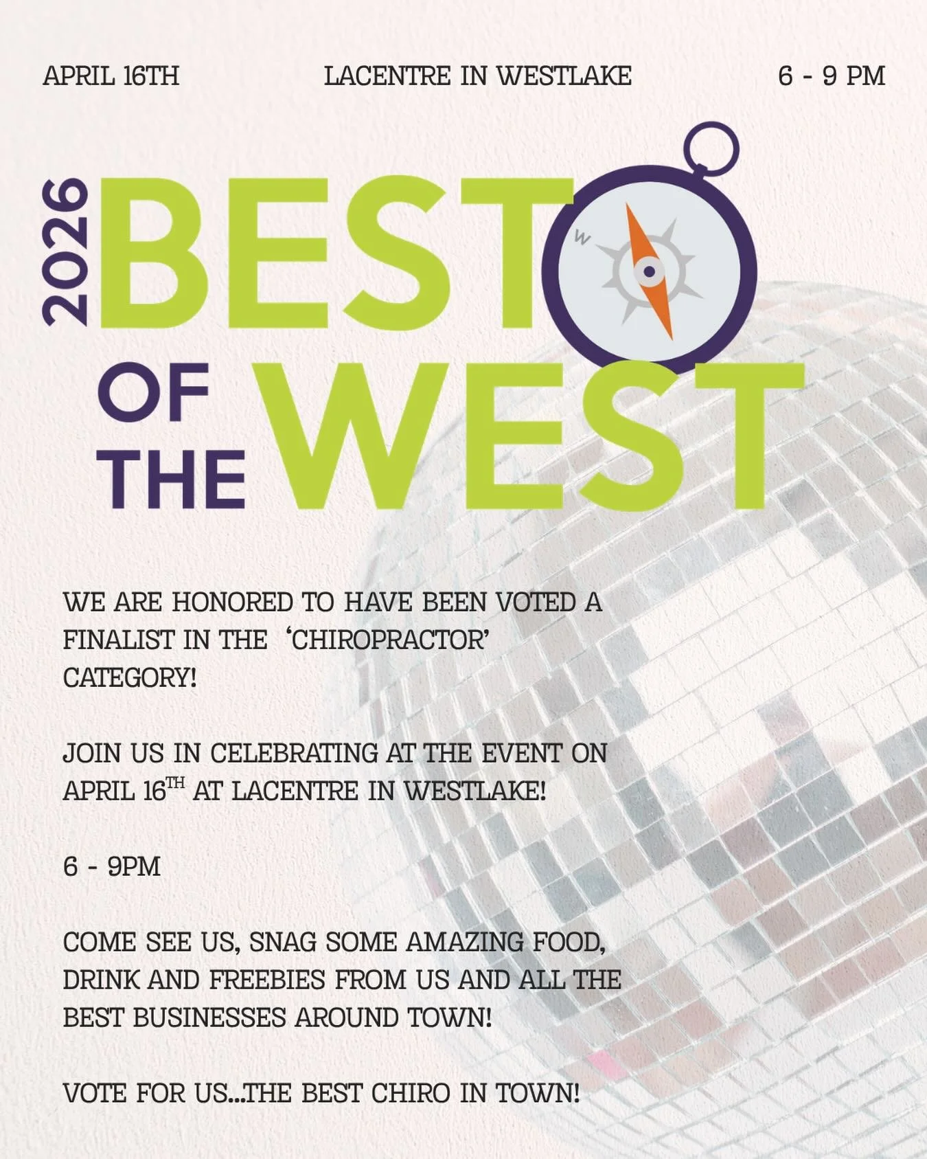 This week is @clevelandmagazine's
 ✨Best of the West event✨

Thursday, April 16th, 2026 from 6 - 9pm 
📍LaCentre in Westlake

Join us alongside lots of other incredible west side businesses for the event of the year - drinks, food samples, and busine