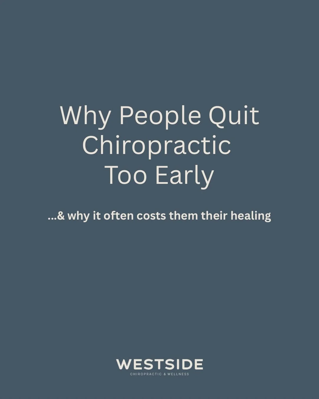 The goal of chiropractic care is never just to make you feel better, it is to help you BE better, MOVE better, FUNCTION better, HEAL better...

At 100% pain relief, we are often only 60-70% healed.

Don't quit before the magic happens✨
