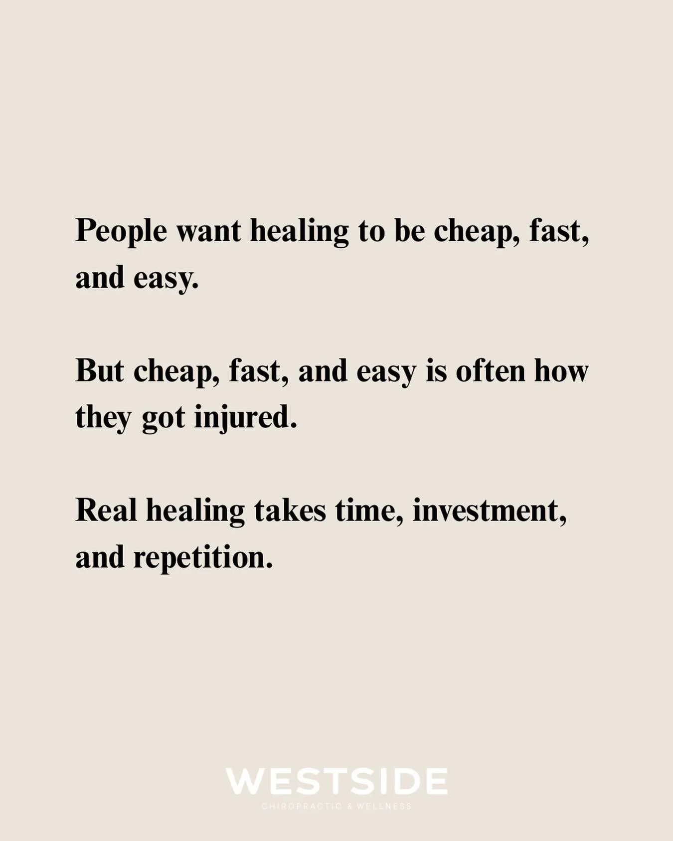 Everyone wants to feel better&hellip;

&hellip;but not everyone wants to do what it takes to actually get better.

One adjustment won&rsquo;t undo years of stress.
One massage won&rsquo;t fix chronic tension.

Real healing = showing up consistently
R