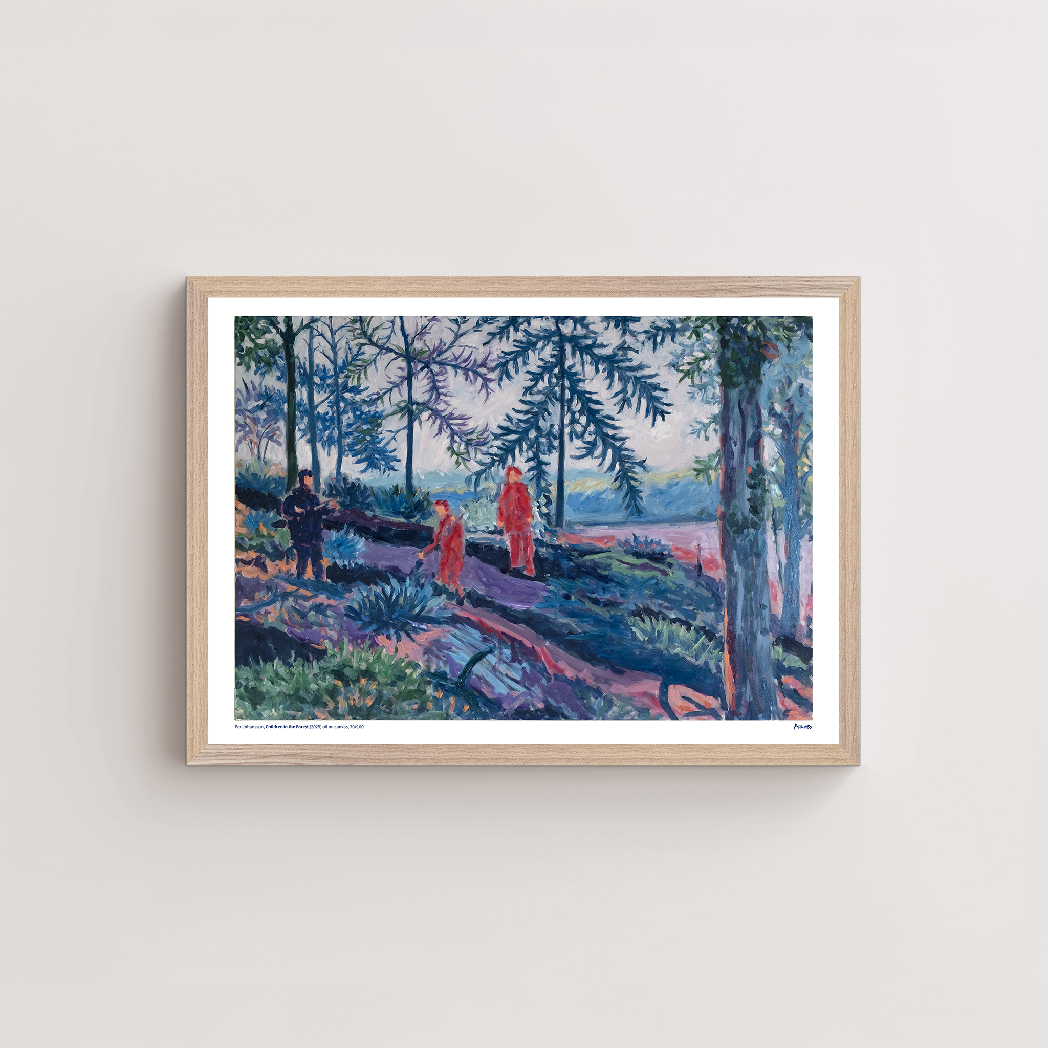 Childre in the forest A2 pä vägg ram GRÅ.png