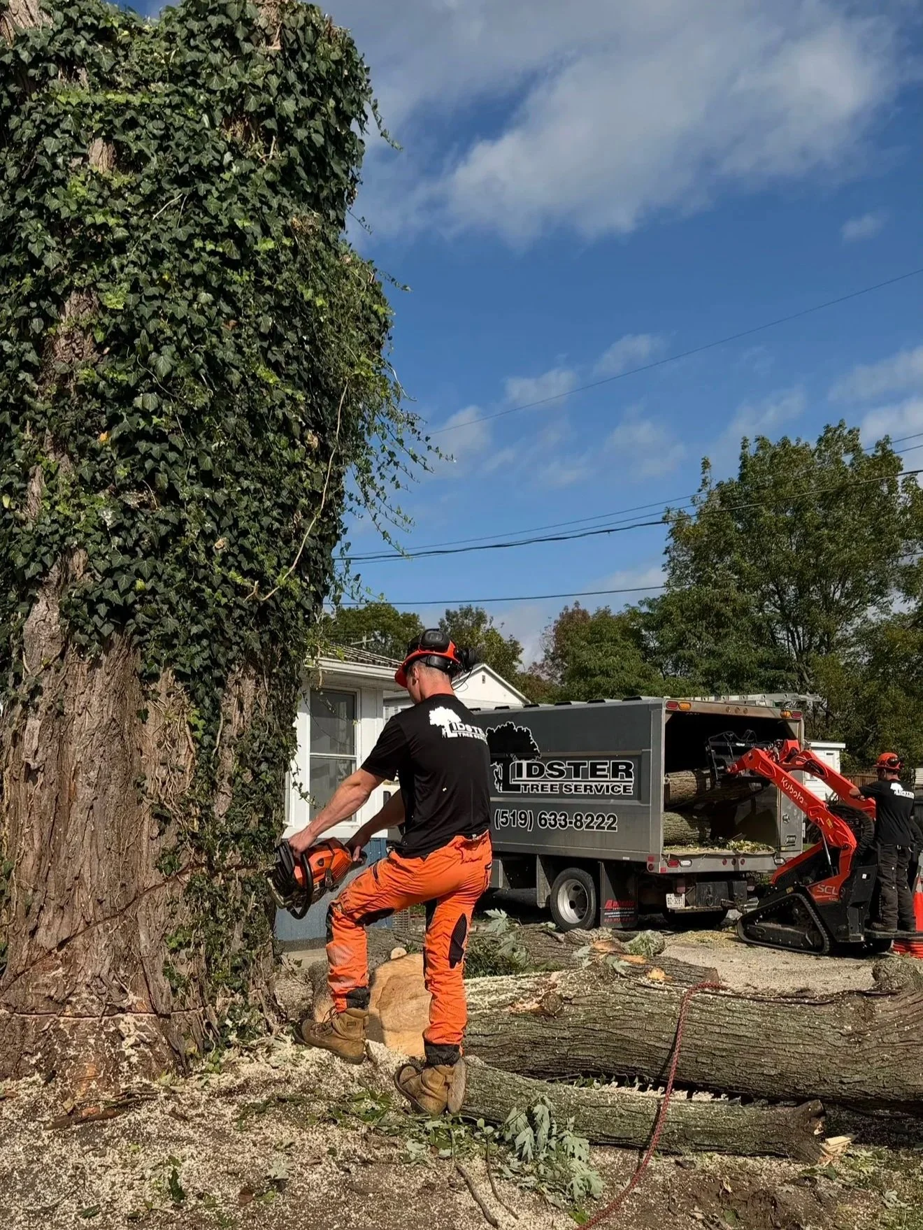 Lidster crew removing fallen tree from a storm