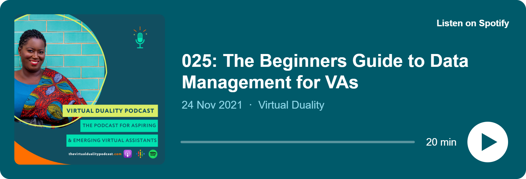 Play 025: The Beginners Guide to Data Management for VAs on Spotify
