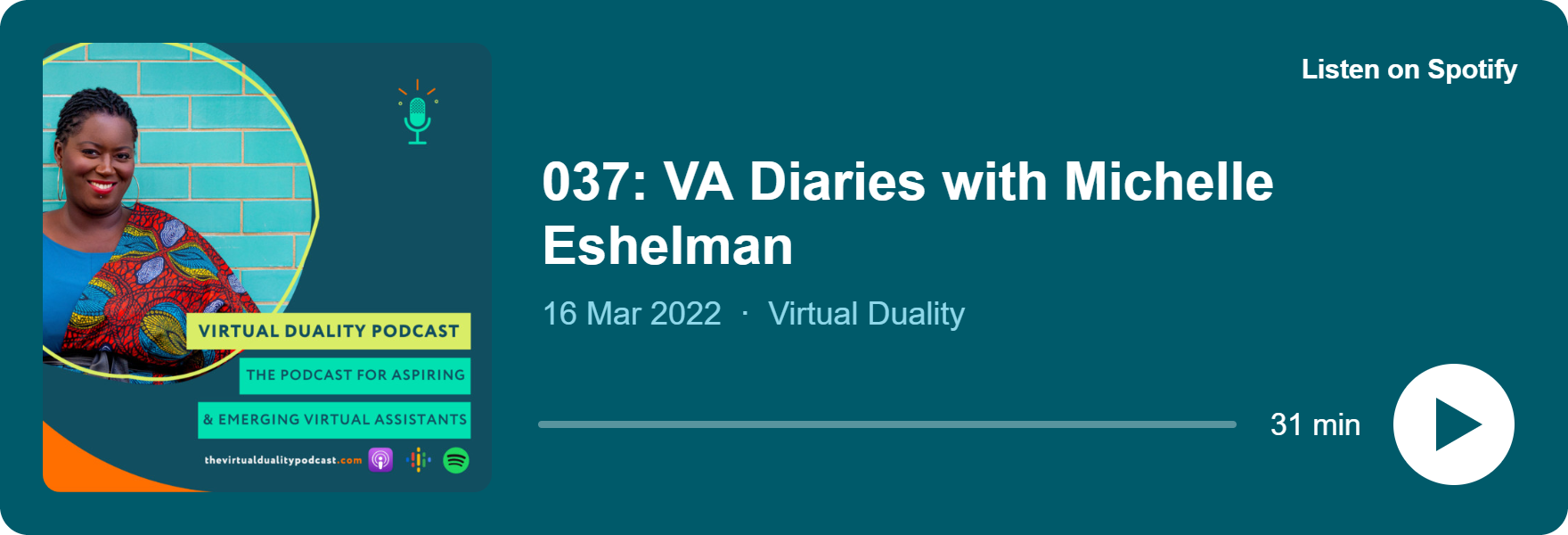 Play 037: VA Diaries with Michelle Eshelman on Spotify