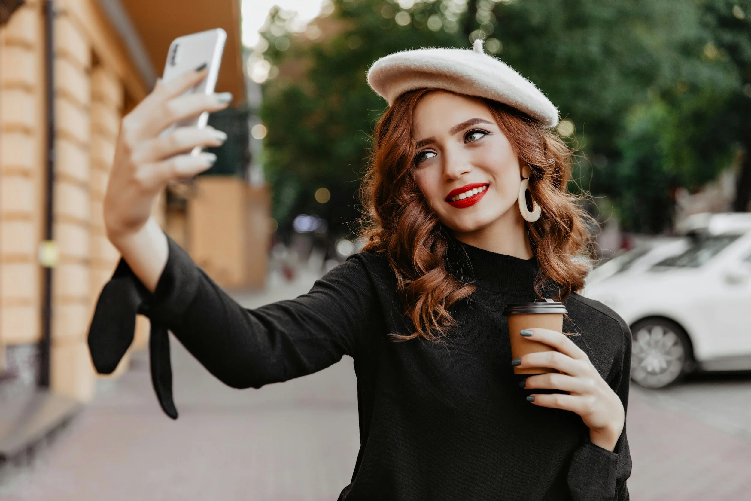 woman taking selfie