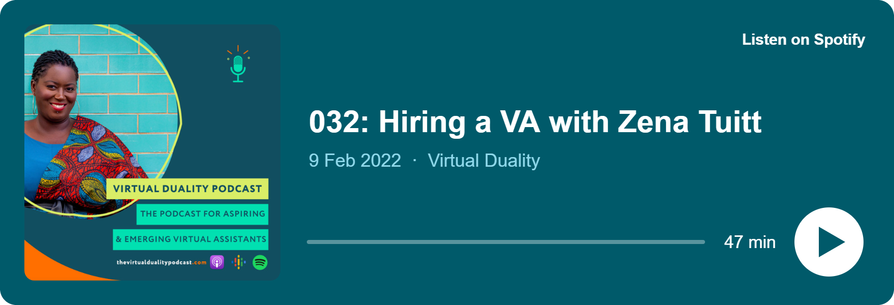 Play 032: Hiring a VA with Zena Tuitt on Spotify
