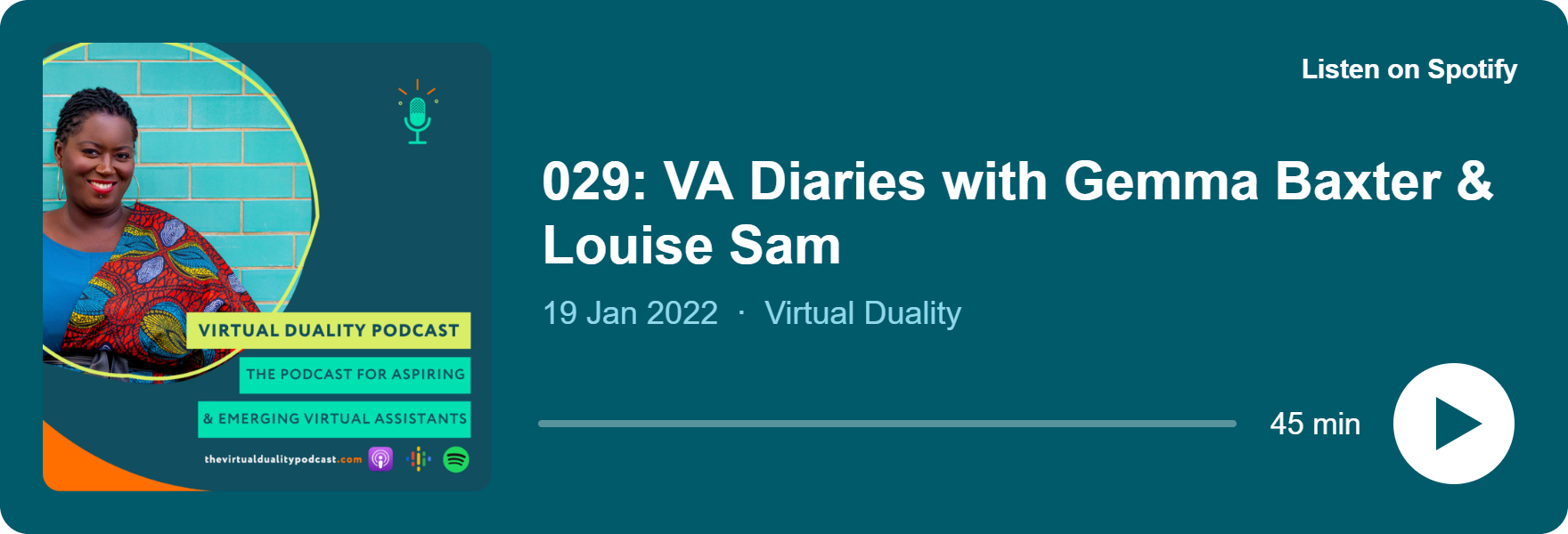 Play 029: VA Diaries with Gemma Baxter & Louise Sam on Spotify