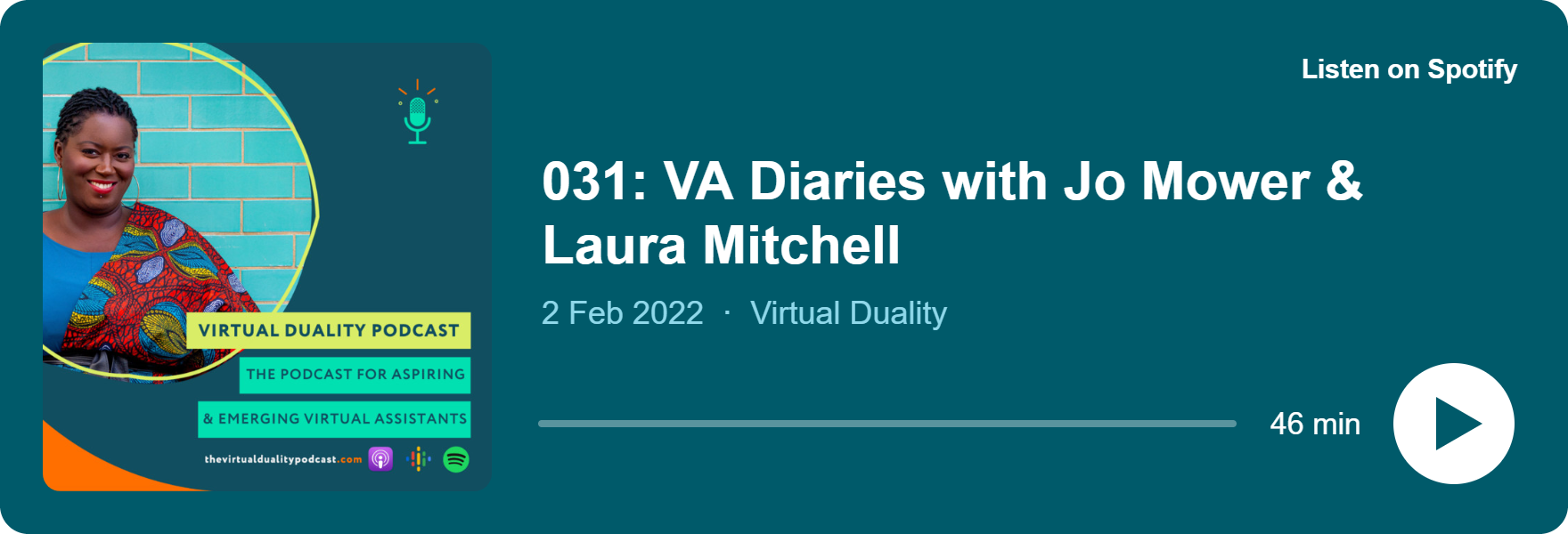 Play 031: VA Diaries with Jo Mower & Laura Mitchell on Spotify