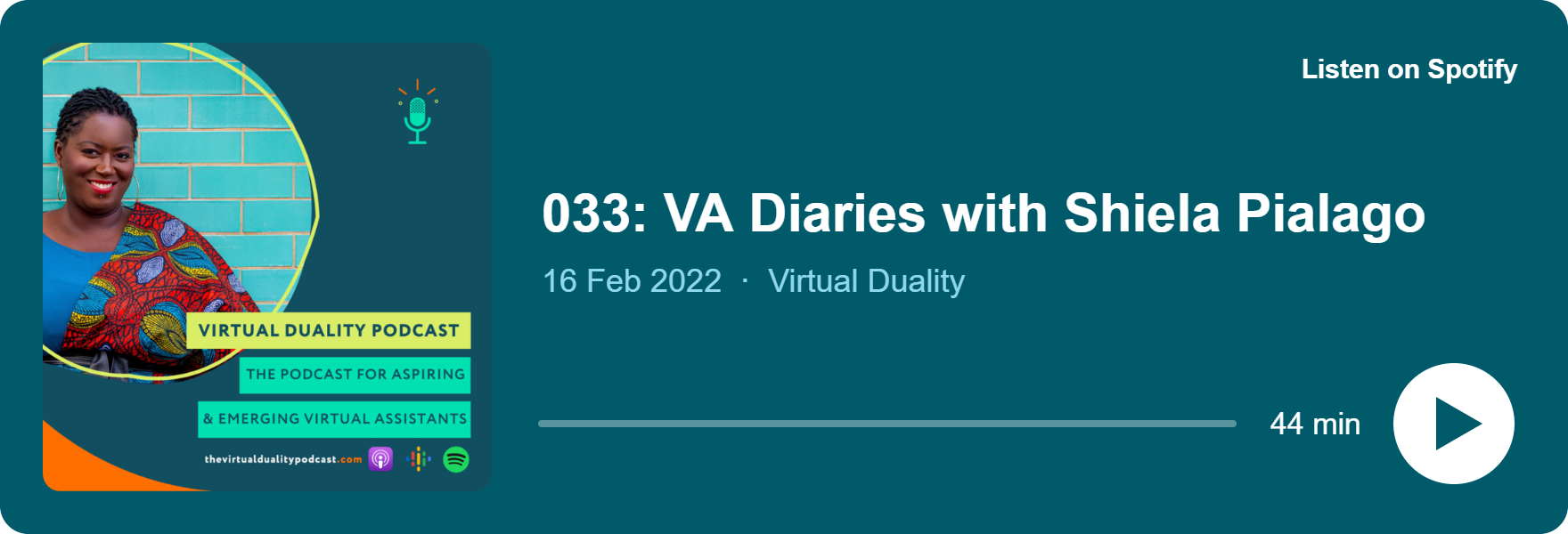 Play 033: VA Diaries with Shiela Pialago on Spotify
