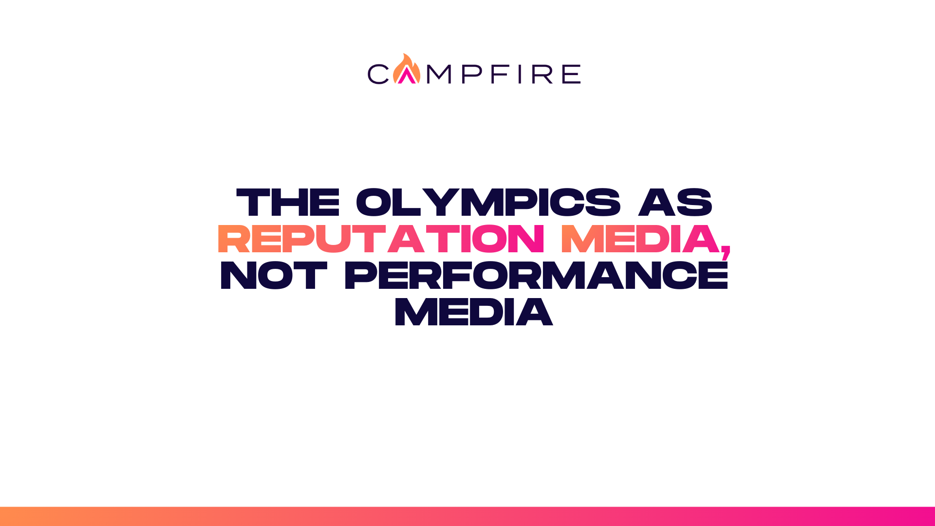 The Olympics as Reputation Media, Not Performance Media