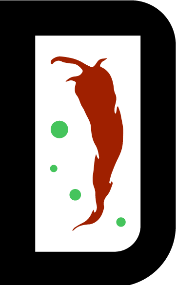 logo mad kitchen. logo avec un piment dans la lettre D